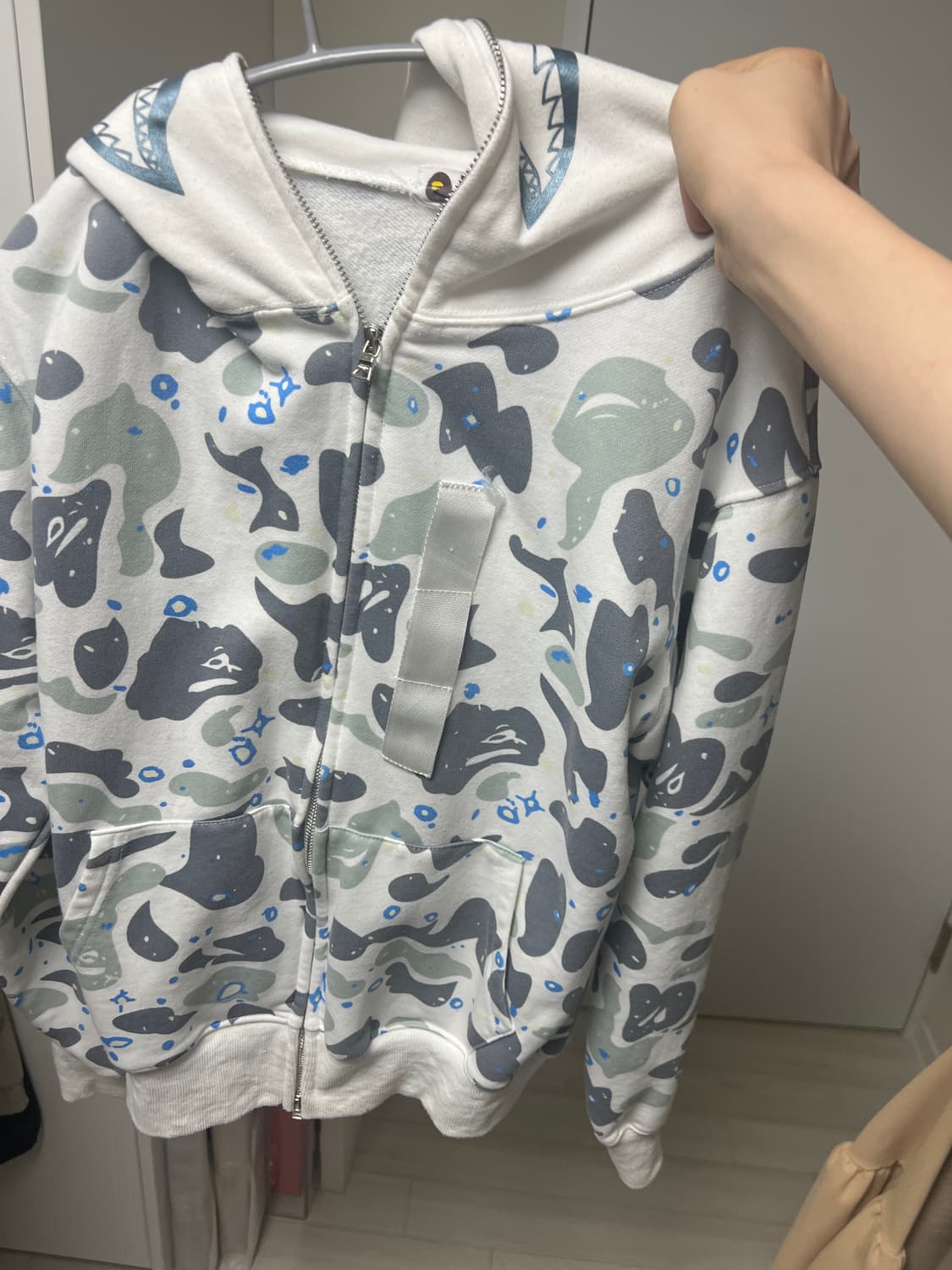 베이프 샤크 후드 카모 집업 M 상품이미지2