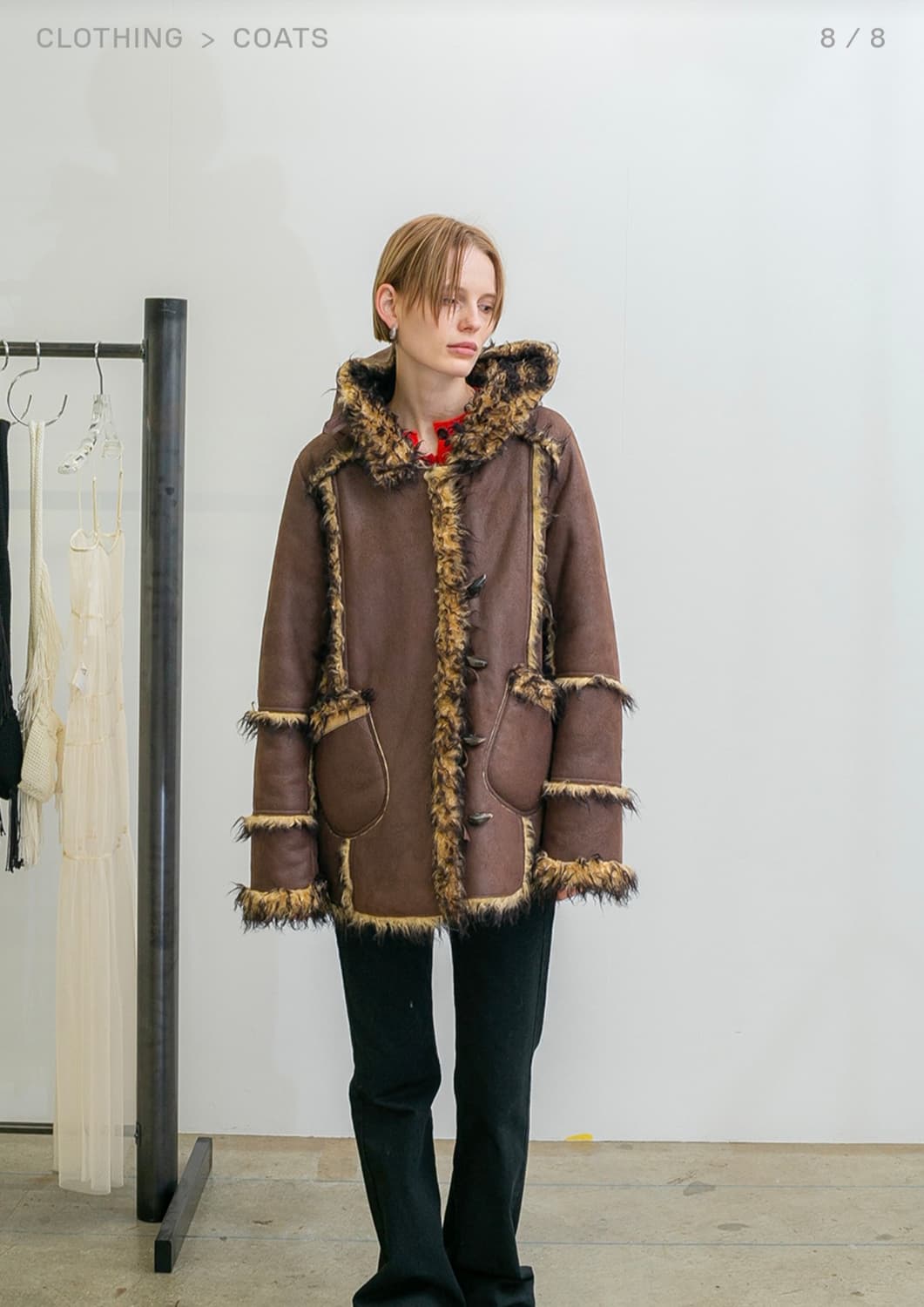 Perverze vegan leather hoodie teddy coat 상품이미지5