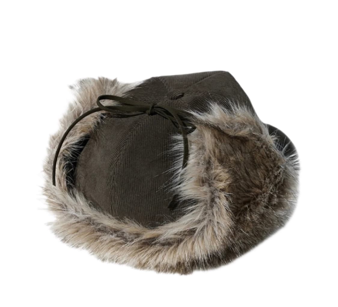 Open YY Faux Fur Corduroy Earflap cap 상품이미지4