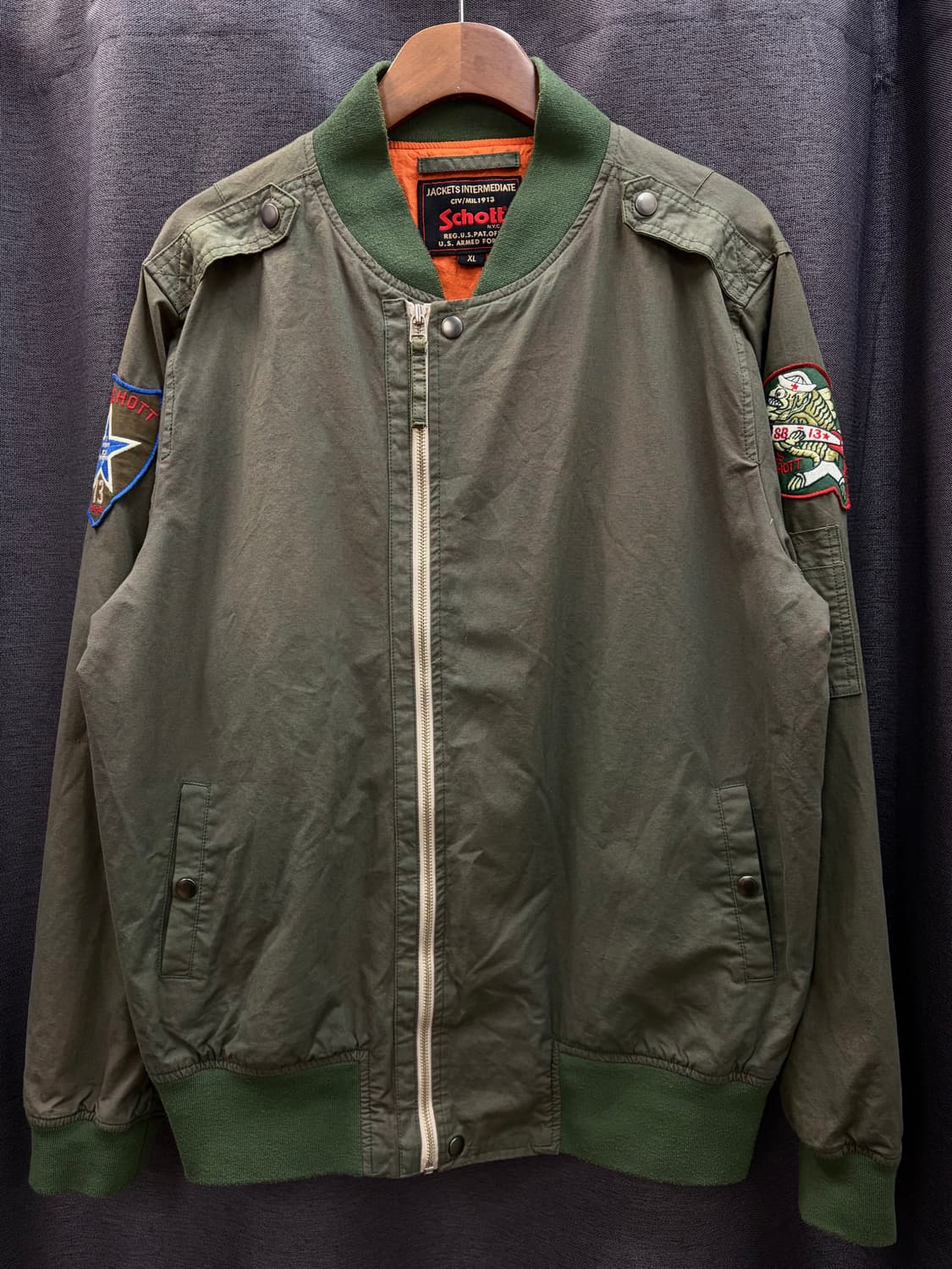 쇼트 MA-1 항공 봄버 점퍼 XL 카키 상품이미지1