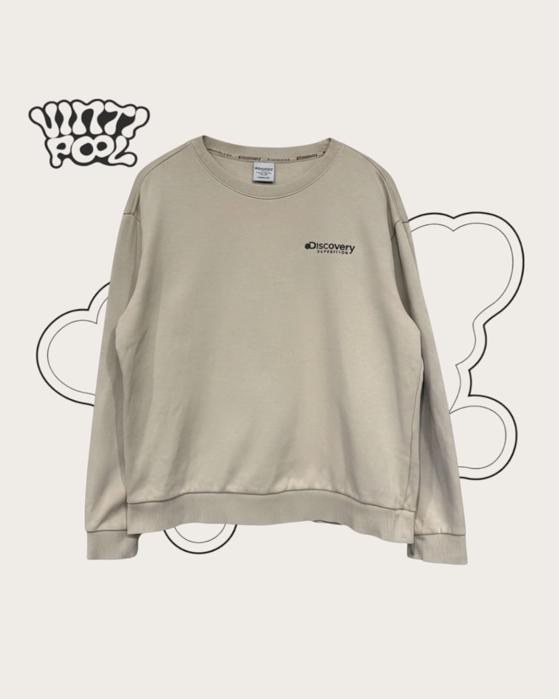 디스커버리 스몰로고 맨투맨 스웻셔츠 M 베이지 상품이미지1