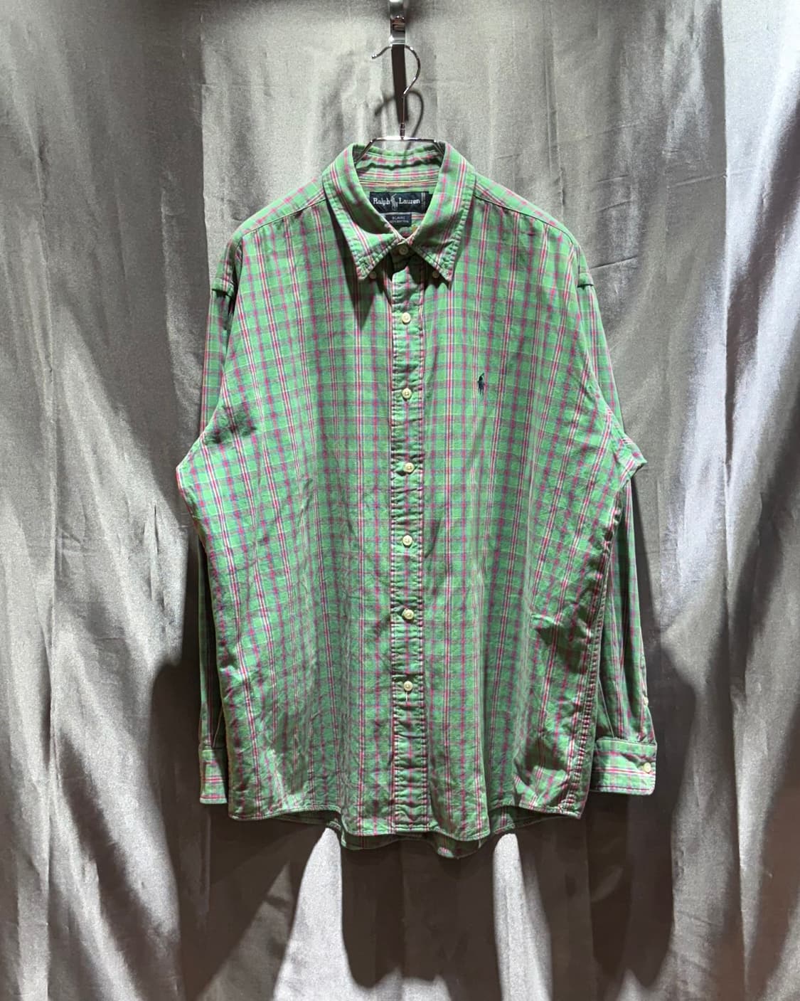 L 폴로랄프로렌 퍼플체크 그린 셔츠 상품이미지2