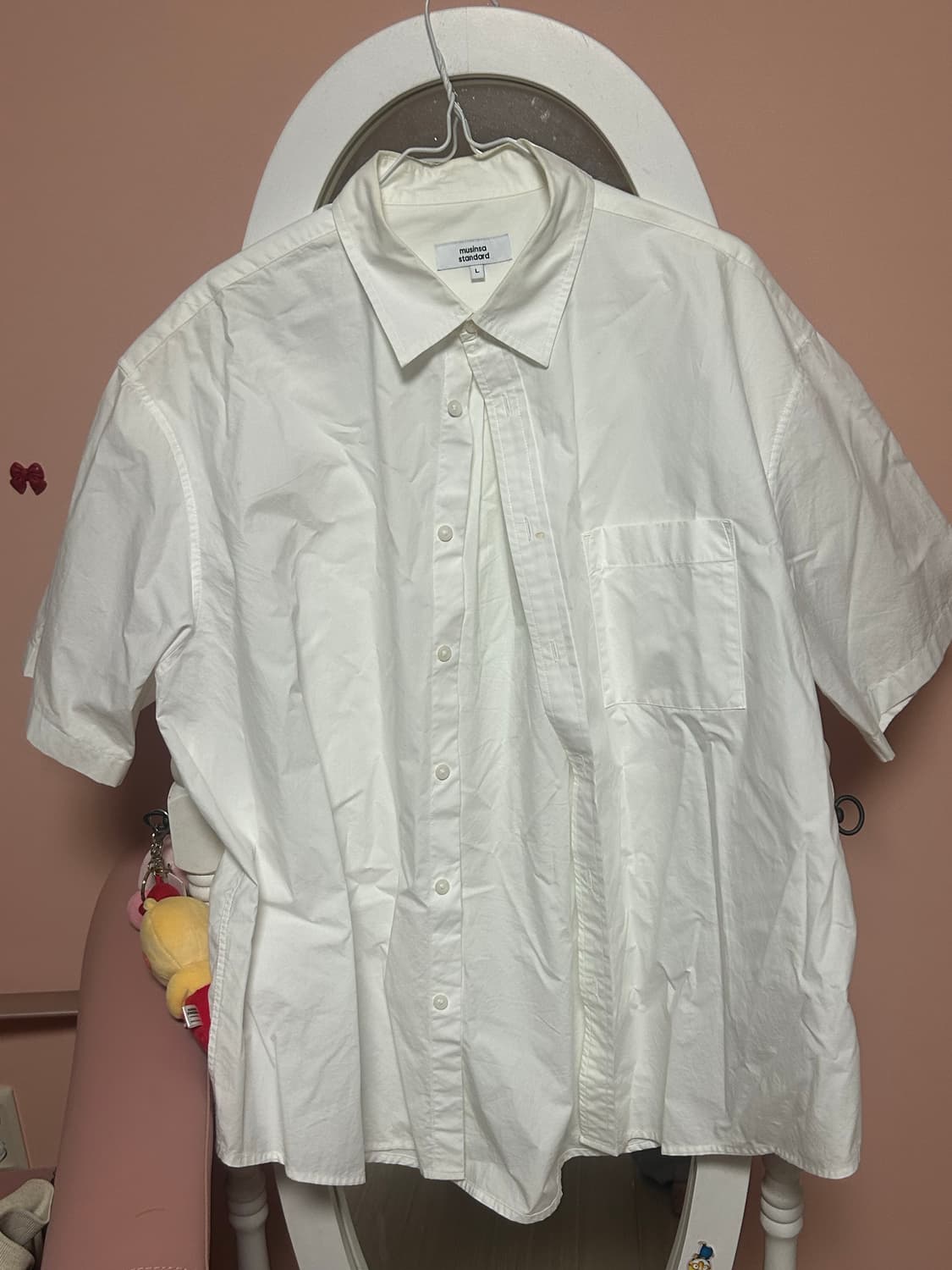 무탠다드 오버사이즈 반팔 셔츠 화이트 상품이미지2