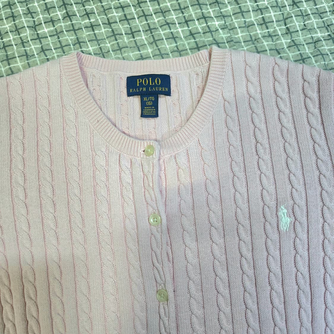 폴로 랄프로렌 핑크 케이블 가디건 상품이미지1