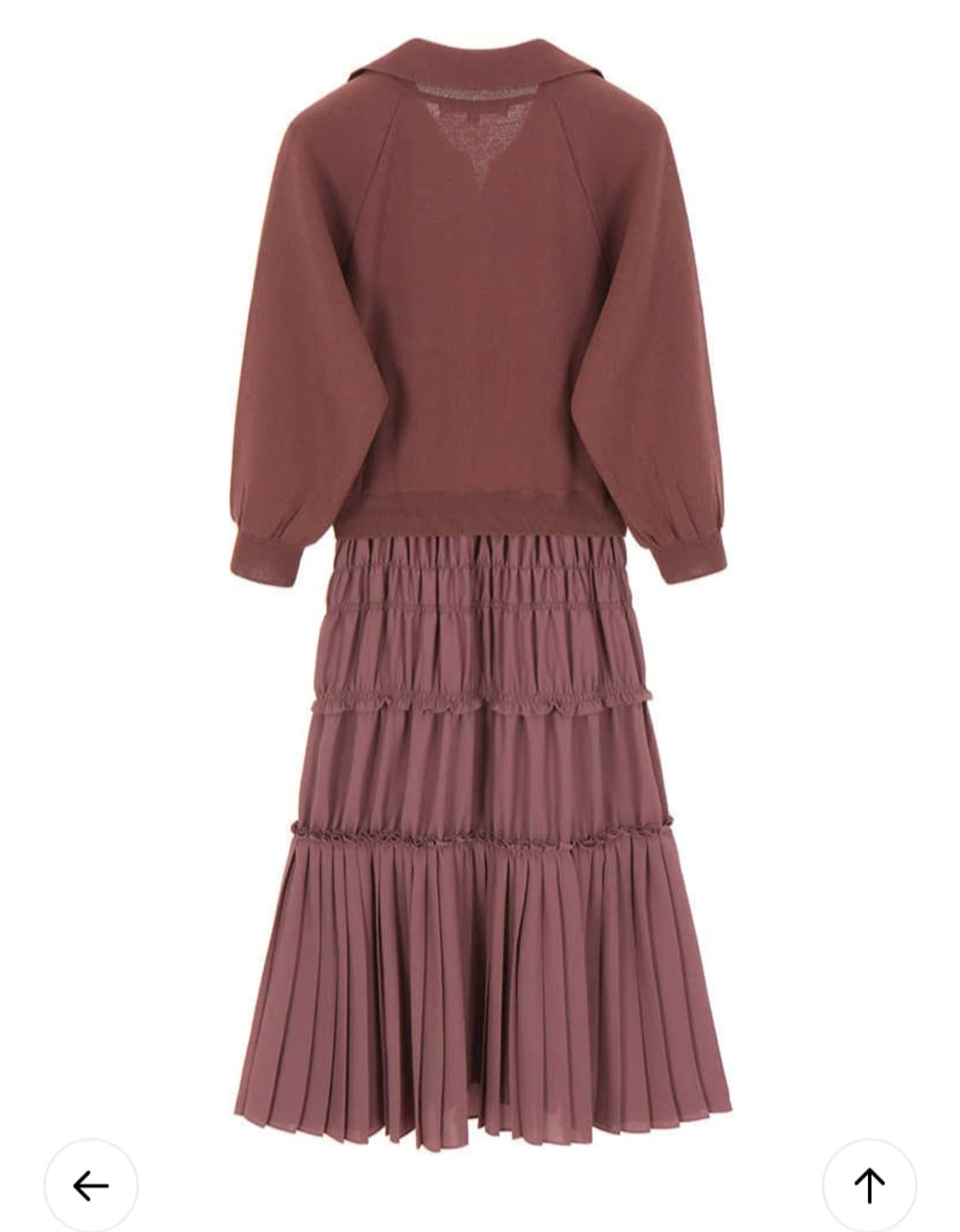 온앤온 오픈칼라니트  티어드 플리츠 원피스 55사이즈 상품이미지3