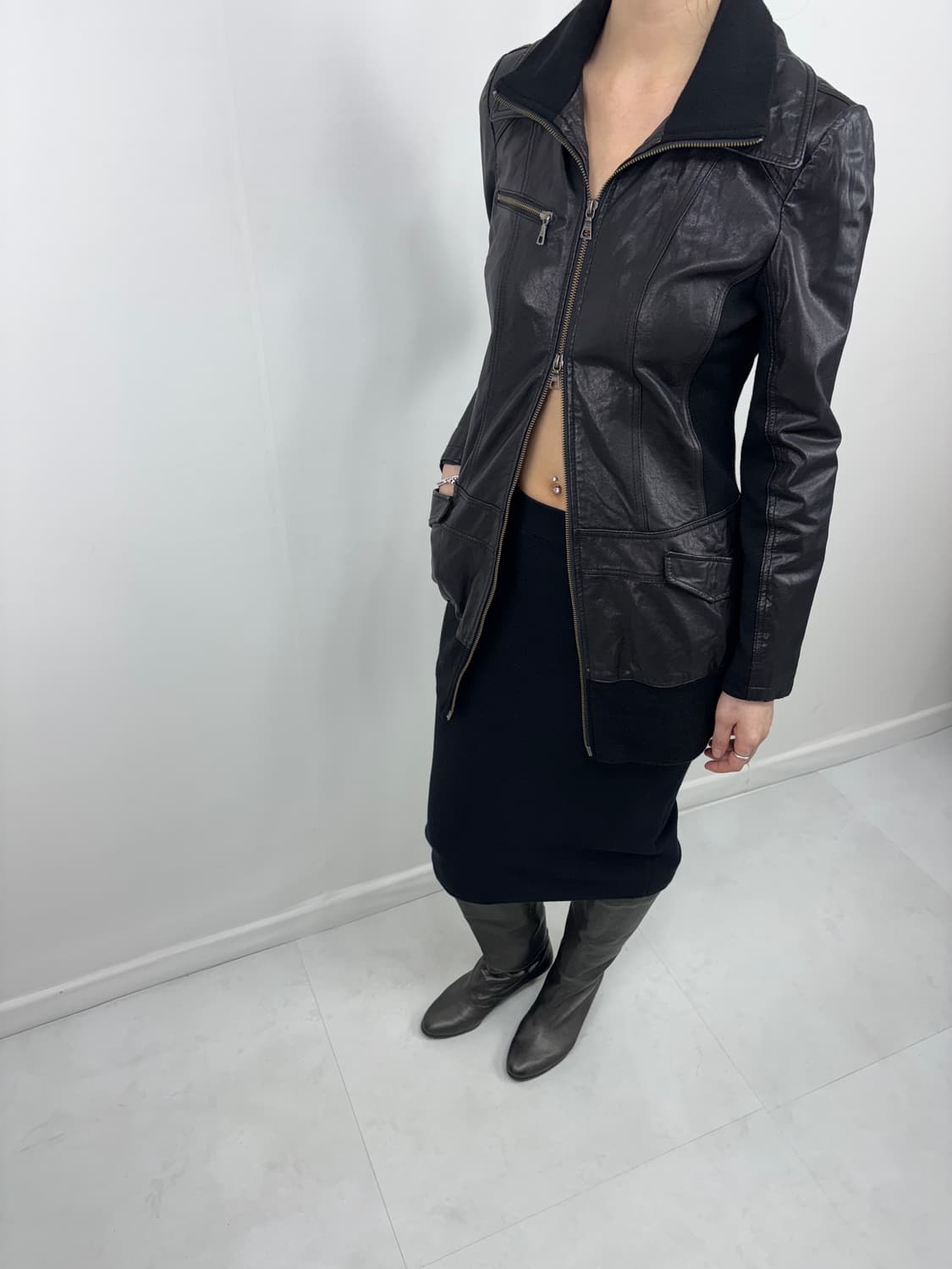 FAUX LEATHER ZIP UP JACKET 상품이미지2