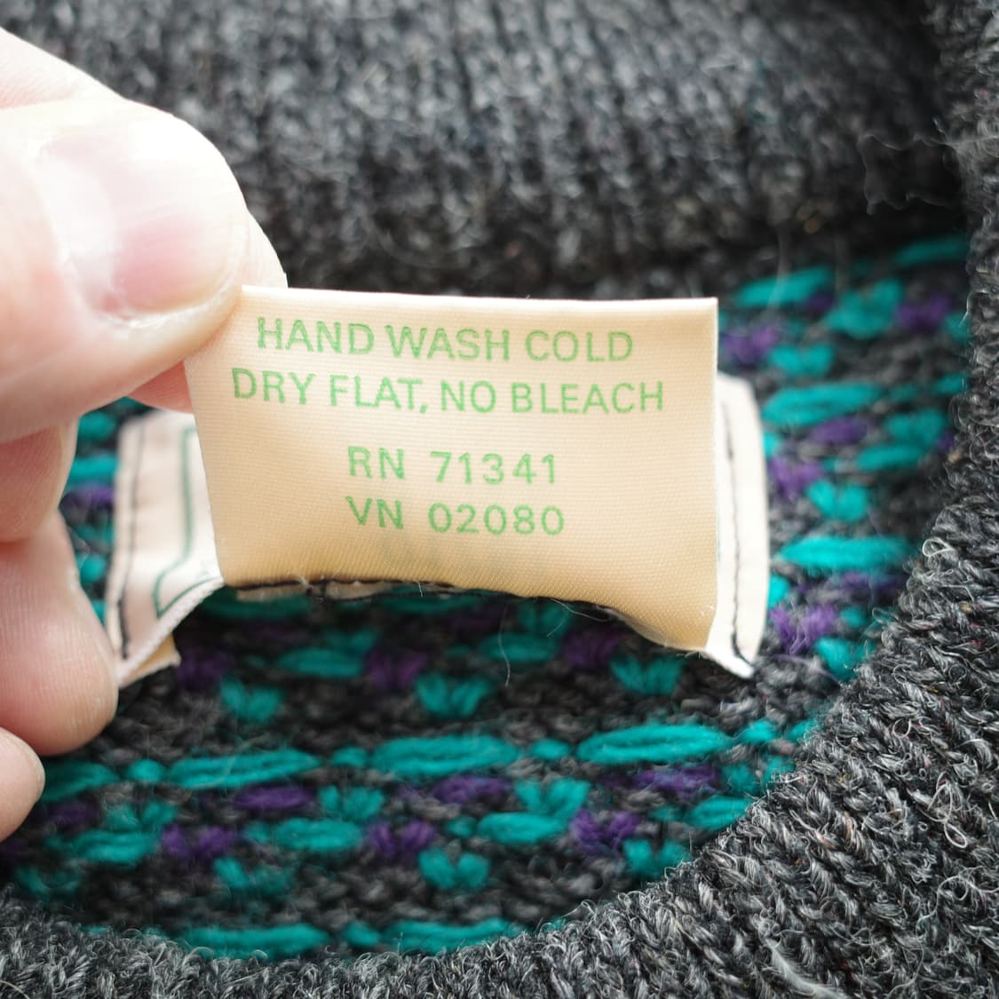 90s 엘엘빈 노르웨이 생산 울혼방 버드아이 피셔맨 니트  상품이미지6