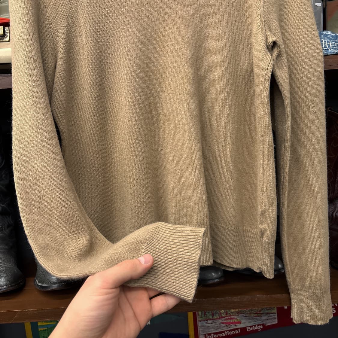 폴로 랄프로렌 브이넥 램스울 니트 스웨터 브라운 포니 자수 N316 상품이미지3