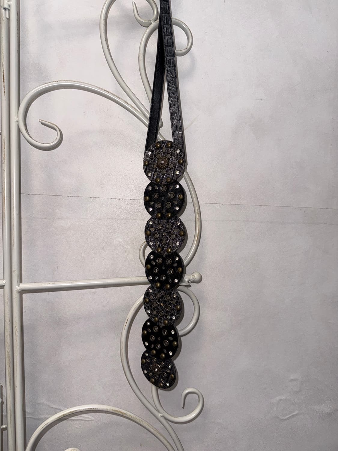 Black python stud twist disc buckle belt 상품이미지6