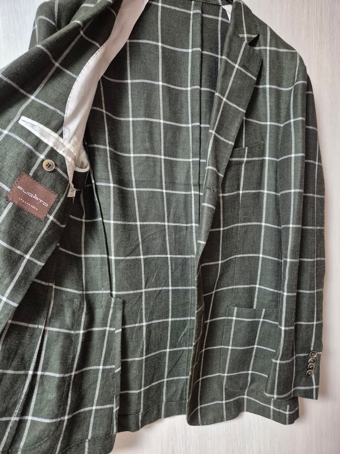 안토니오 푸가토 테일러드 린넨 자켓 체크자켓 상품이미지9