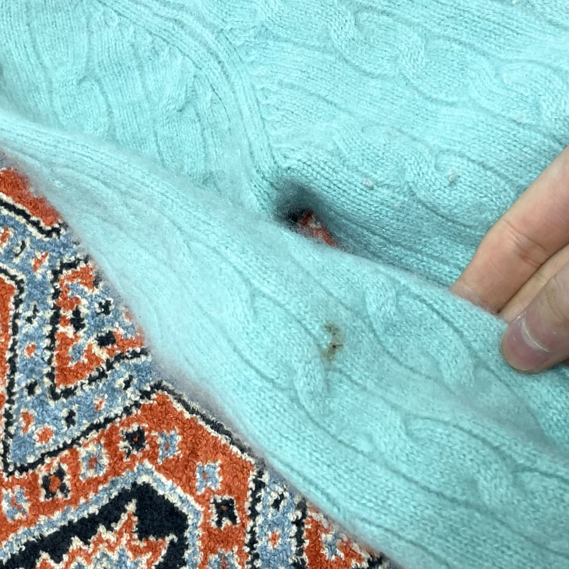 빈티지 민트 꽈배기 니트 여성XS 상품이미지5