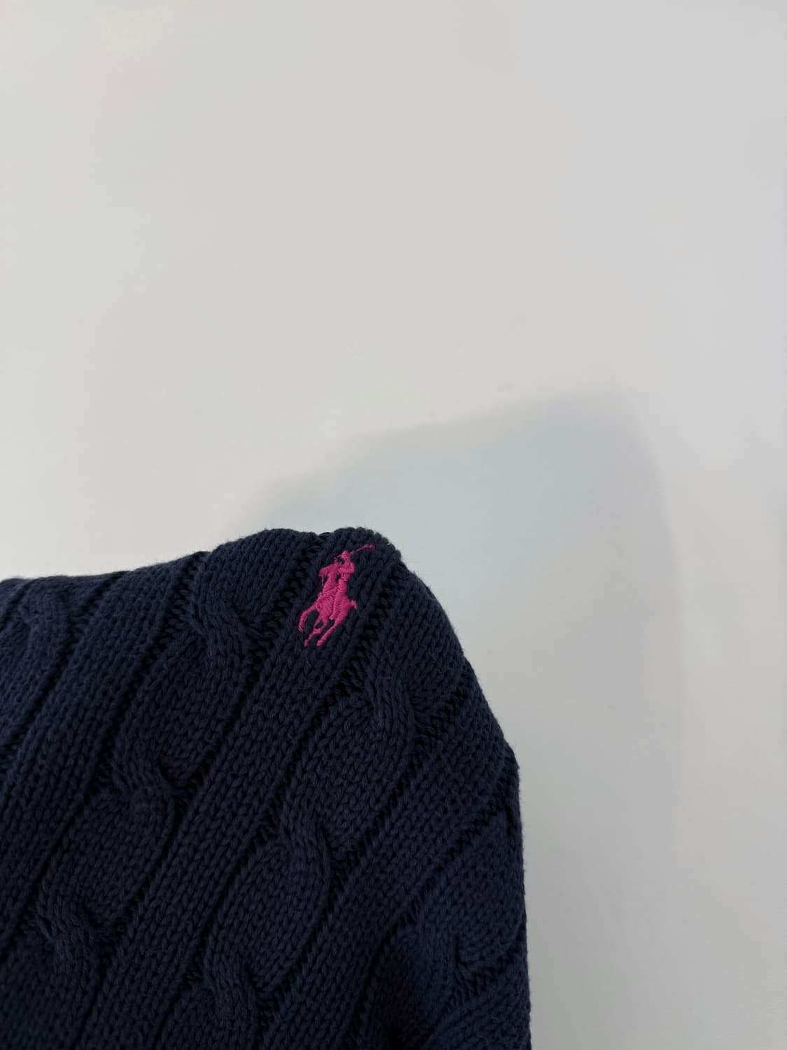 폴로 랄프로렌 루즈핏 딥네이비 코튼 케이블 숏슬리브 가디건 상품이미지3