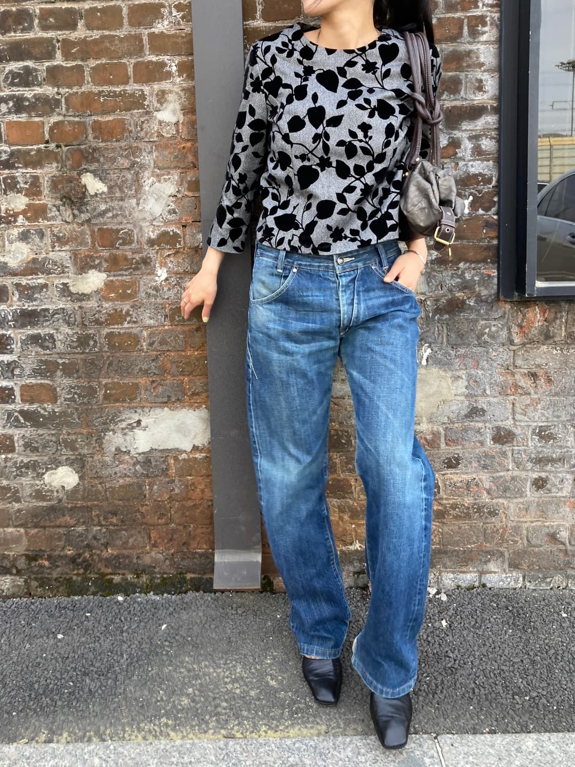 Courrèges 꾸레주 헤링본 벨벳 7부 블라우스 상품이미지4