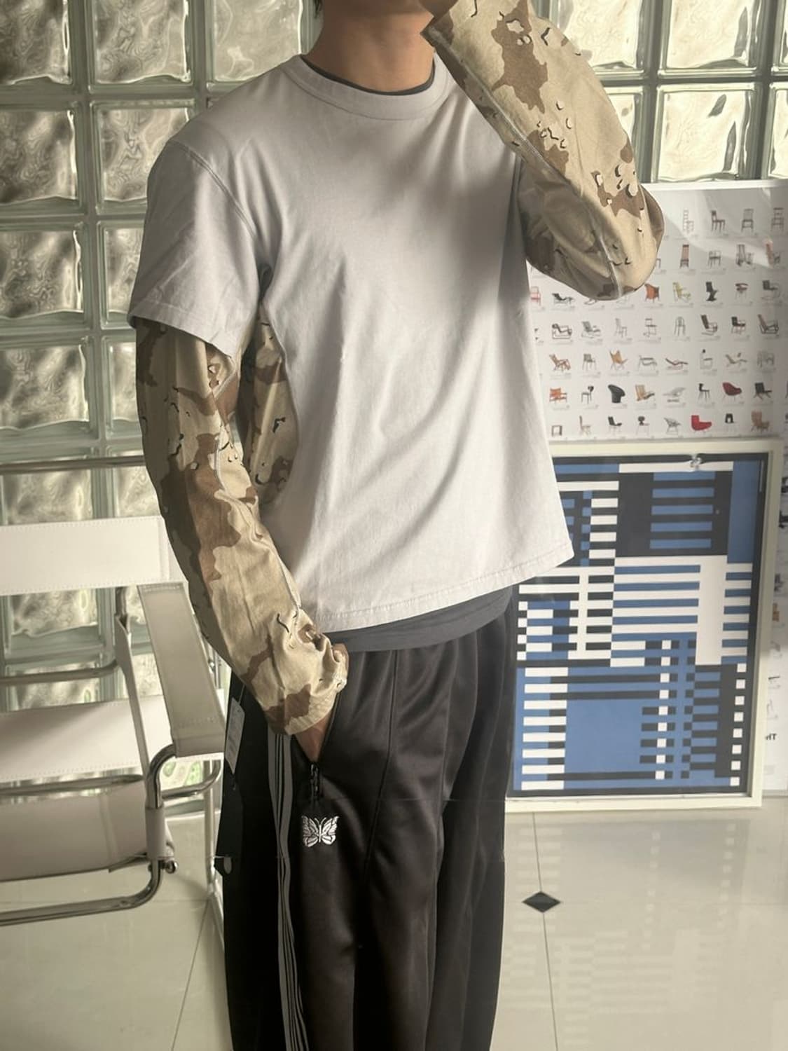 NVRFRGT PANELED LAYERD SLEEVE TEE 상품이미지1