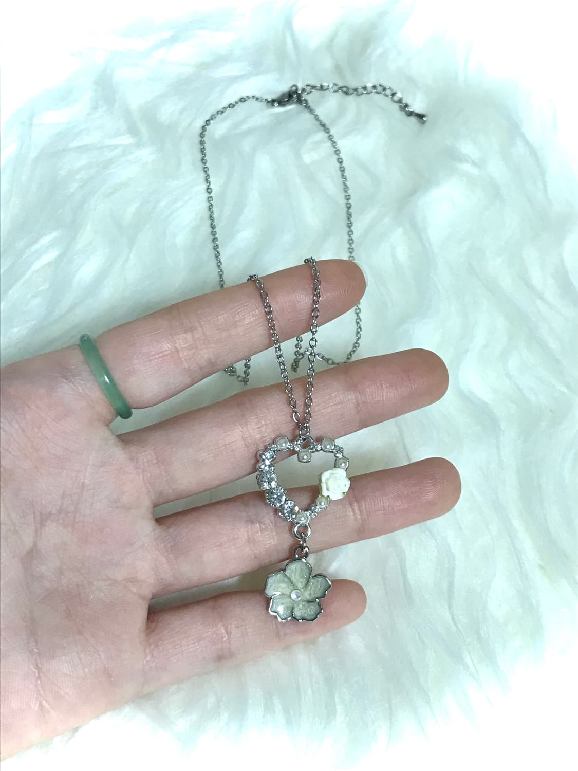 모리걸 하트 꽃 써지컬스틸 체인 목걸이 상품이미지2