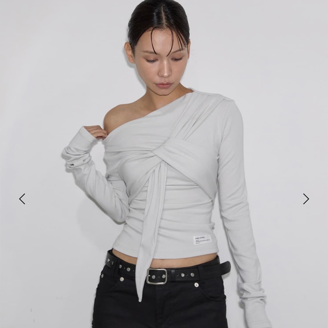 Drape Flow Tie Long Sleeve (dusty beige) 상품이미지1