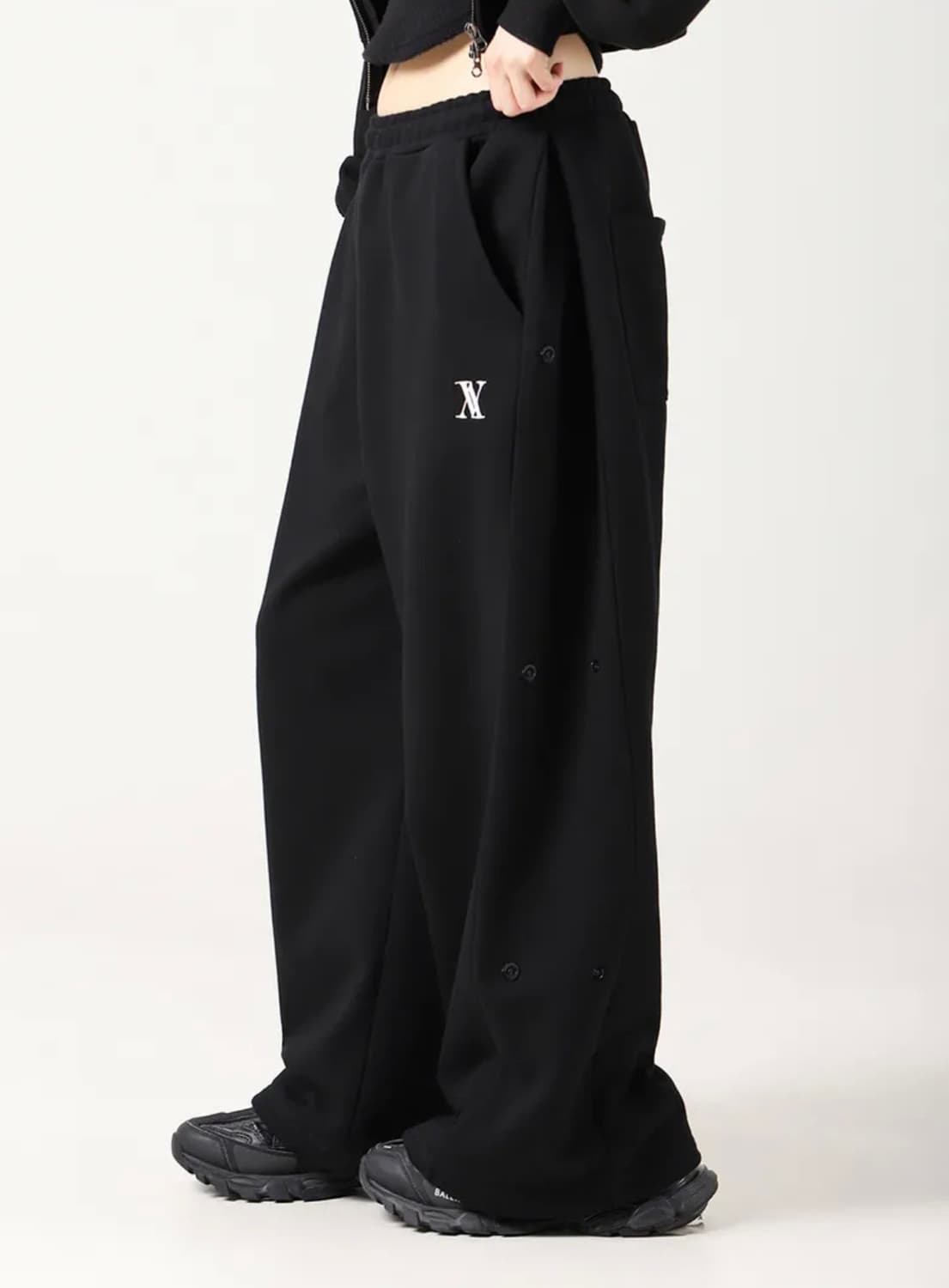 어반드레스 스냅 와이드 팬츠 AV Snap Wide Pants BLACK 상품이미지1