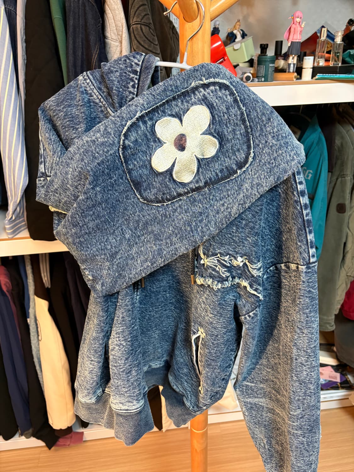 [택포] 펜필드 플라워 인디고 후드 집업 상품이미지6