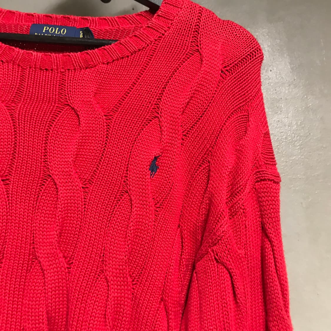 폴로 랄프로렌 케이블 니트 레드 S 상품이미지4