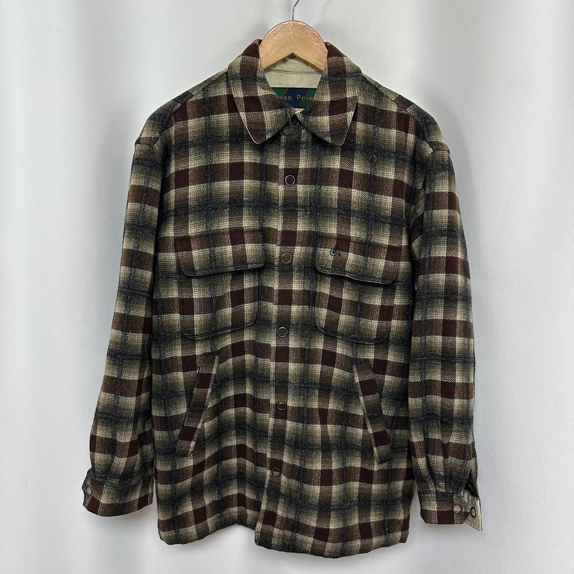   빈폴 남자 도톰한 체크 똑딱이 셔츠 자켓 90  EIW 상품이미지1