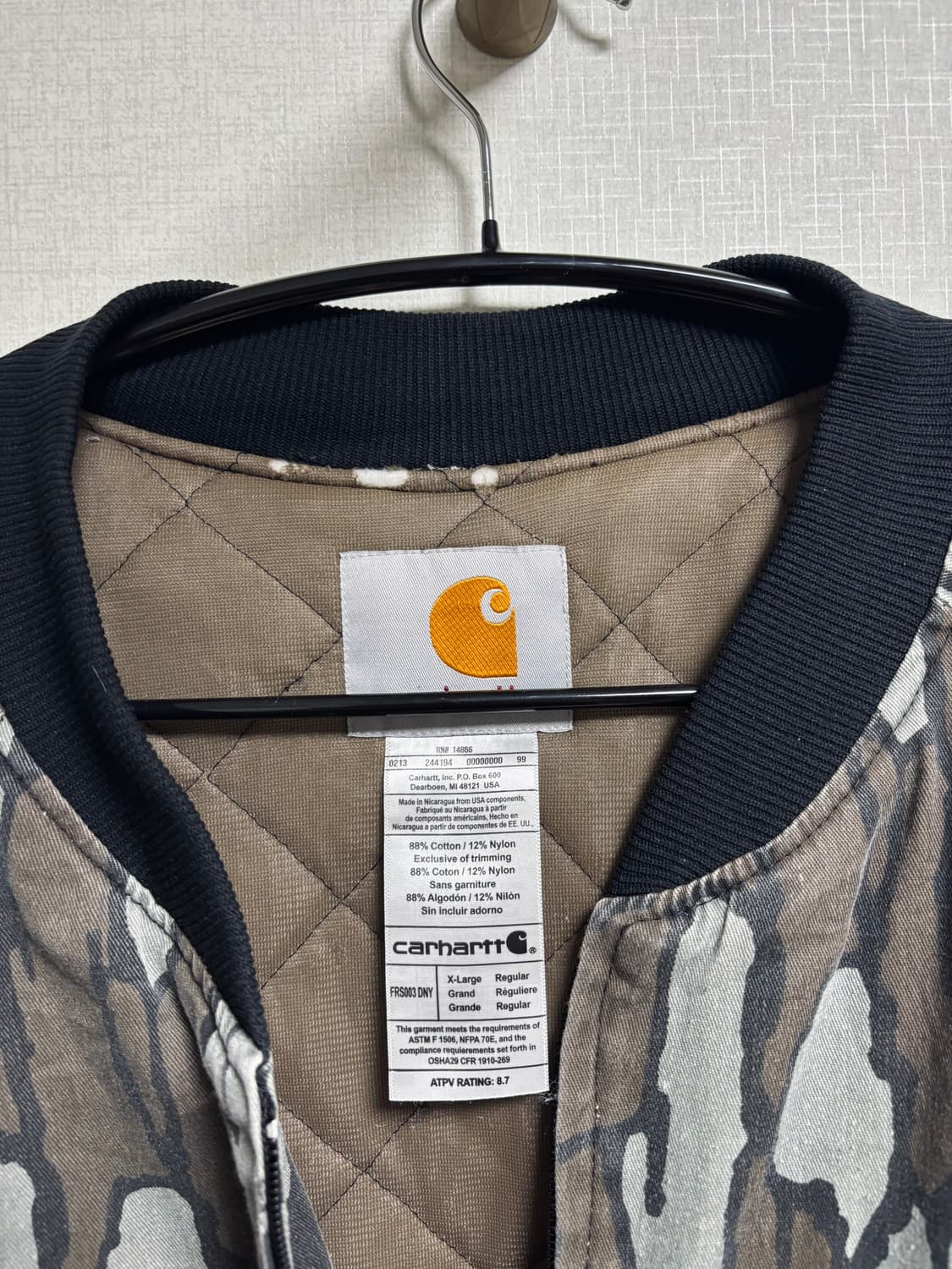 Carhartt 칼하트 트리바크 카모 패턴 퀼팅 한정판 자켓 상품이미지2