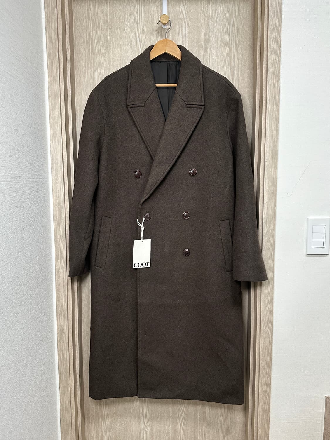 새상품) 쿠어 MTR 울캐시미어 오버핏 더블코트 멜란지브라운m/105 c 상품이미지3
