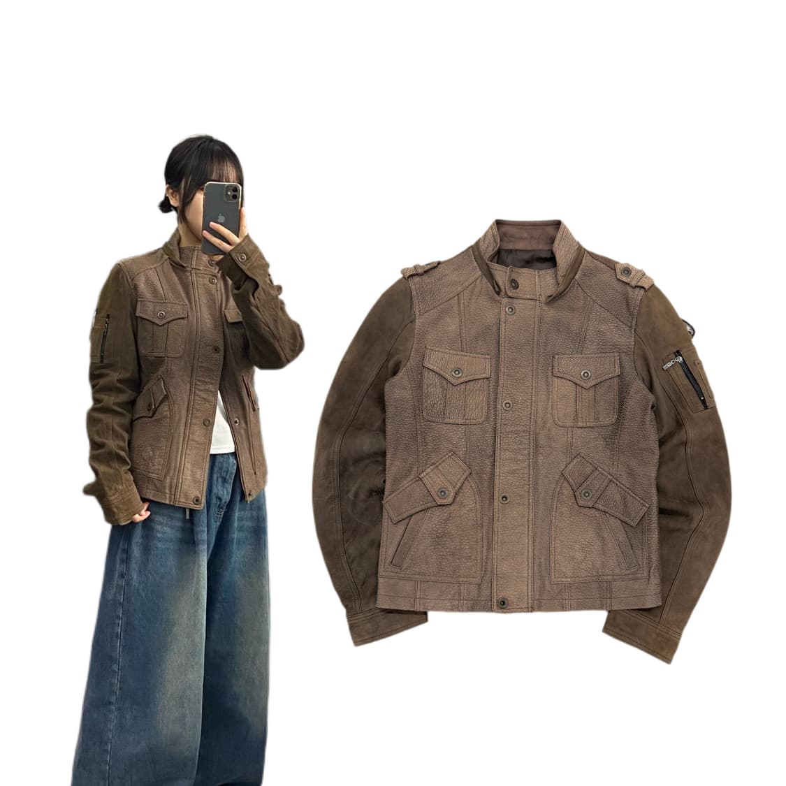 리얼레더 양가죽 멀티포켓 가죽자켓 상품이미지1