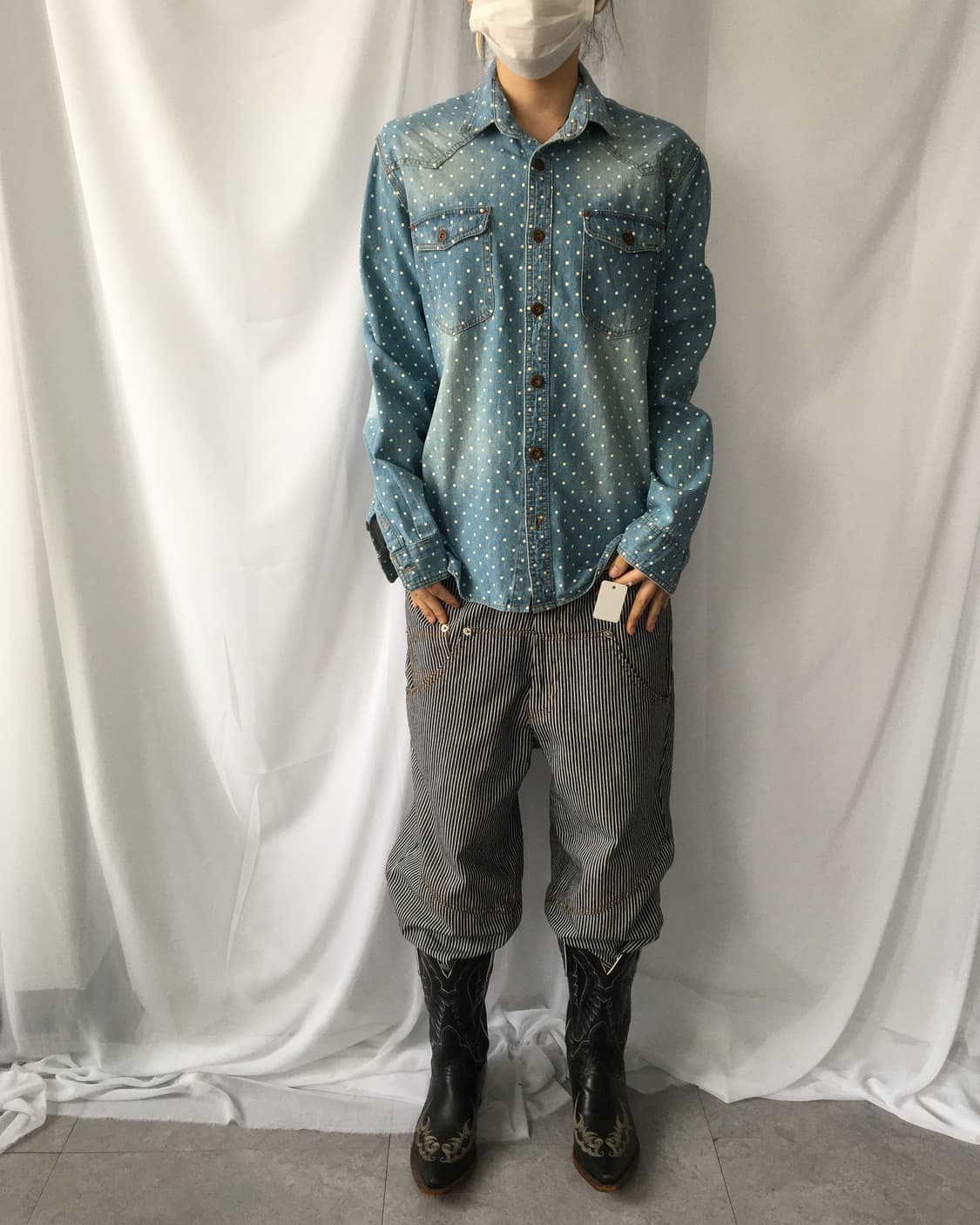 Dot pattern pocket point shirt 상품이미지1