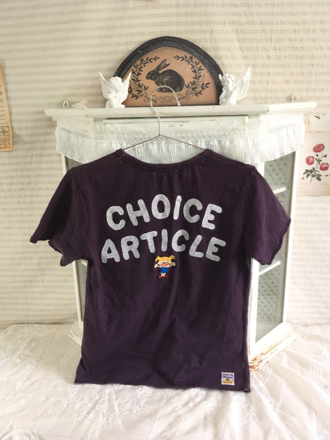 일본빈티지 rough 퍼플 패치 너드 포켓 티셔츠 상품이미지3
