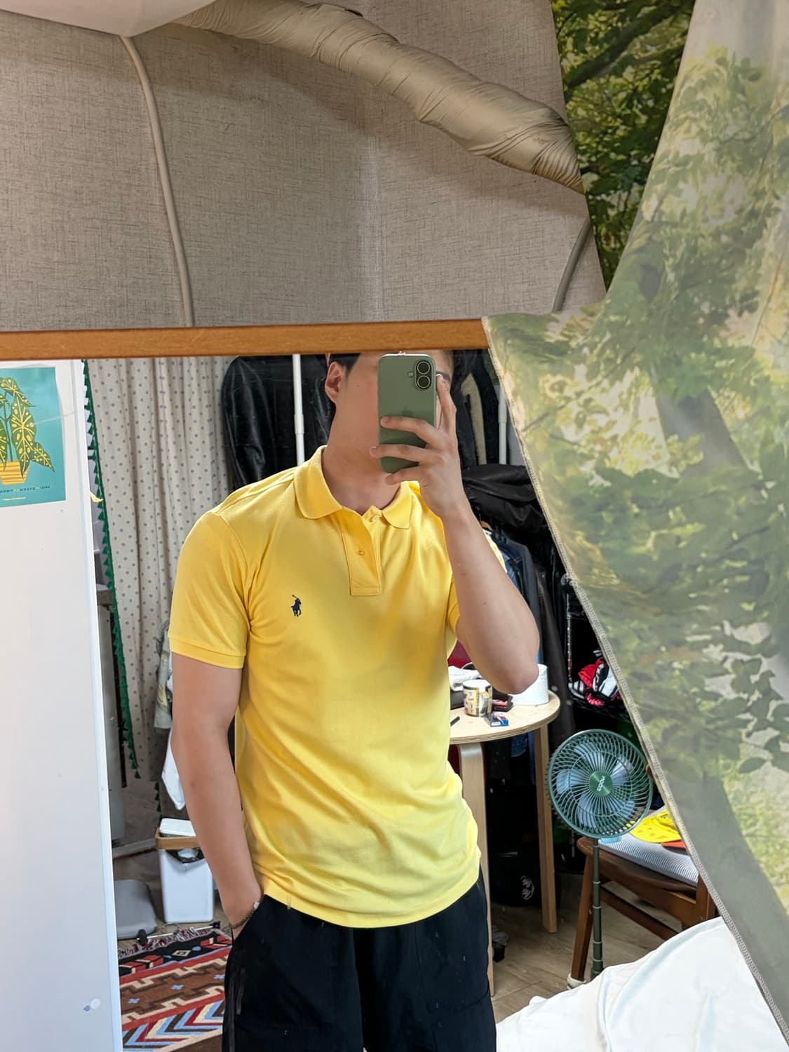 M) 폴로 랄프로렌 피마 메쉬 코튼 카라티 PK티 노랑 상품이미지9