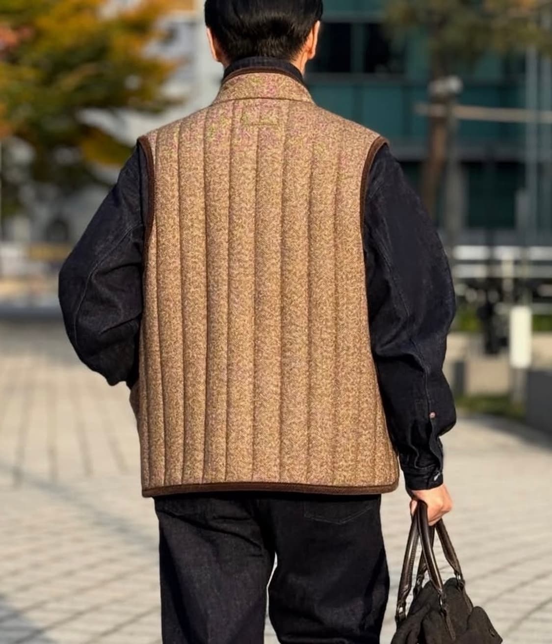 바스통 187 브라운 헤링본 베스트 L(105-110) 상품이미지10