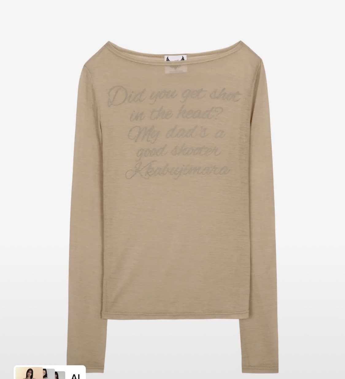 (제니착용) LETTERING SHEER 롱슬리브 long sleeve 상품이미지3
