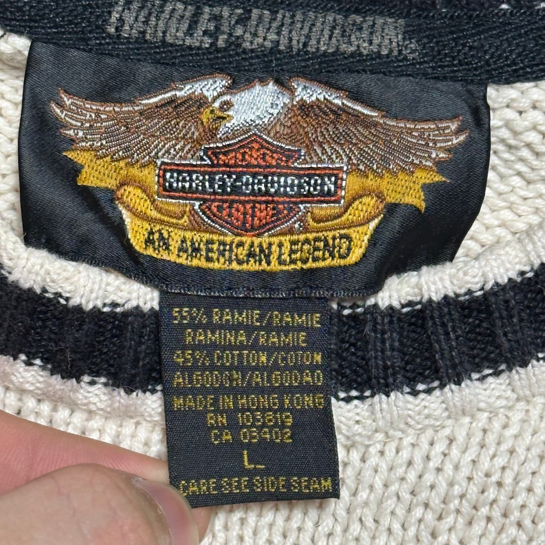 L 할리데이비슨 로고 자수 코튼 니트 상품이미지4