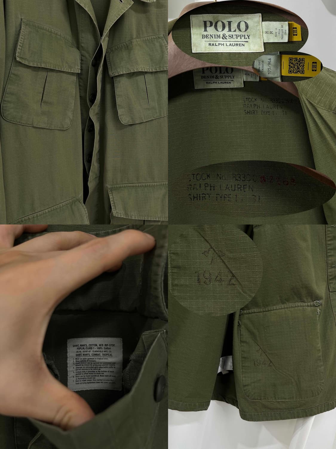 폴로 랄프로렌 퍼티그 립스탑 올리브 워시드 유틸리티 자켓 M 상품이미지8