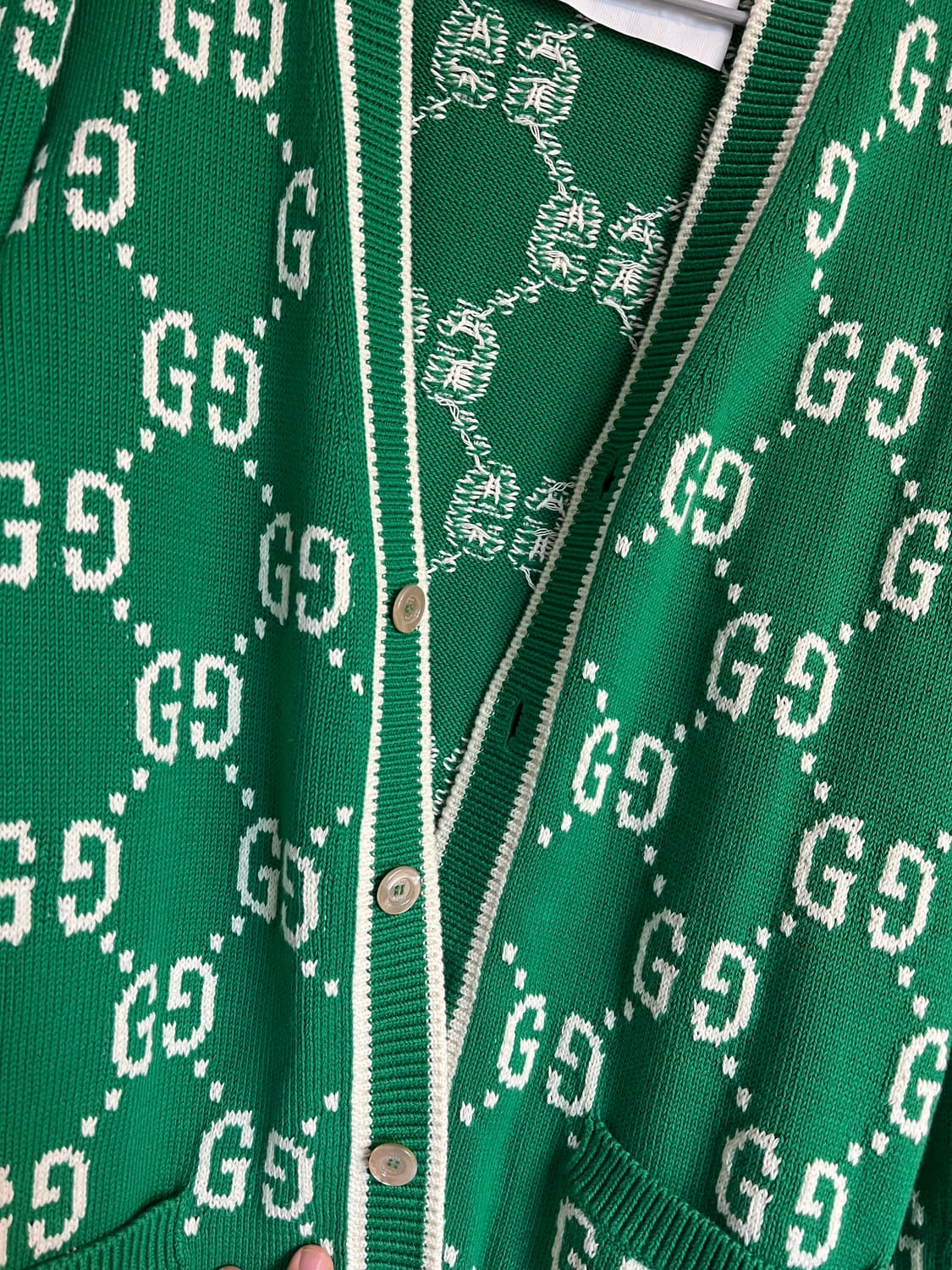 구찌 그린 로고 가디건 상품이미지2