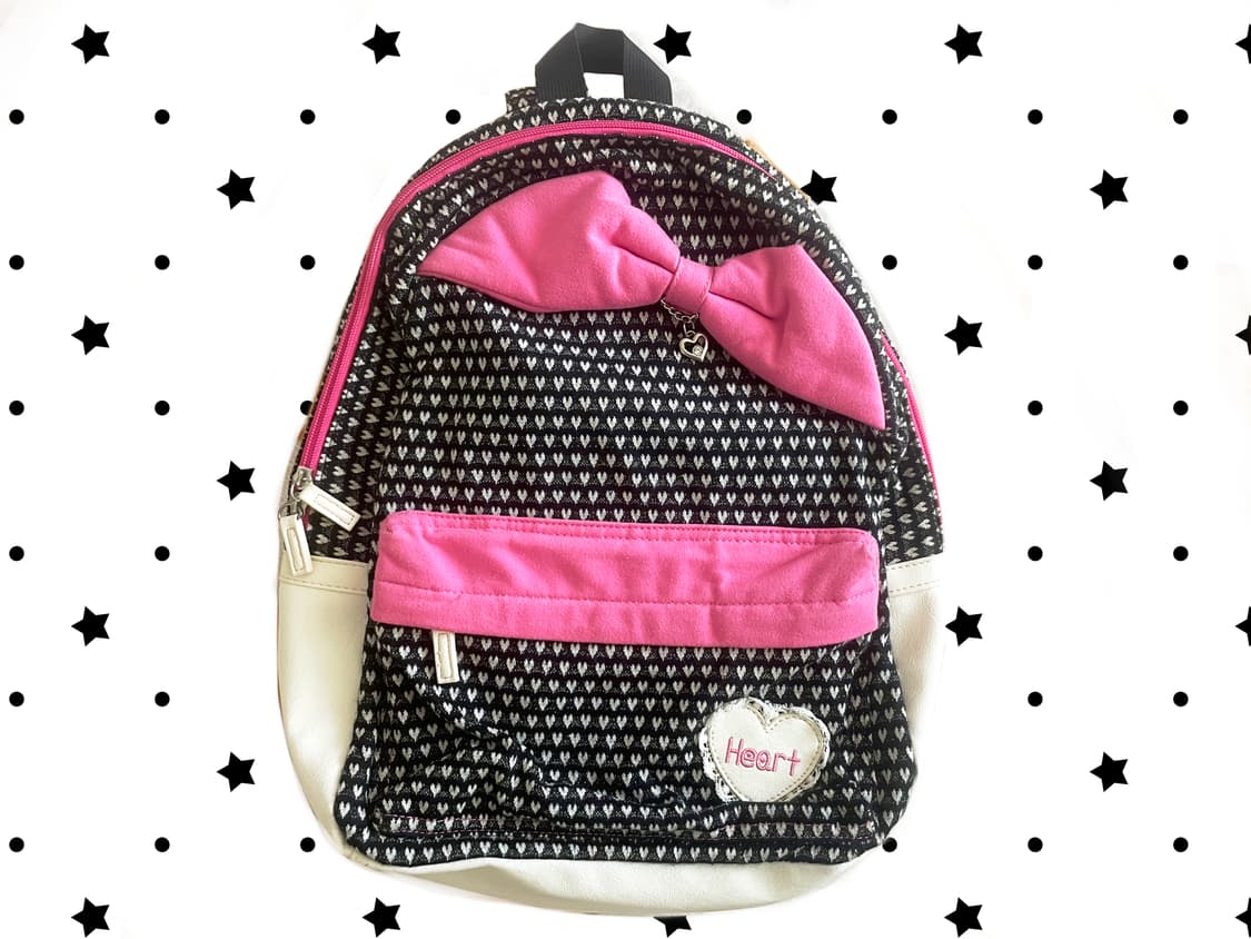 모리걸 빈티지 y2k 리본 하트 백팩 🎀💝🖤 상품이미지1