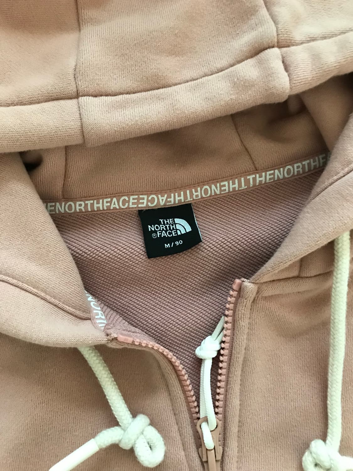 노스페이스 자수로고 핑크 크롭 후드집업 상품이미지7