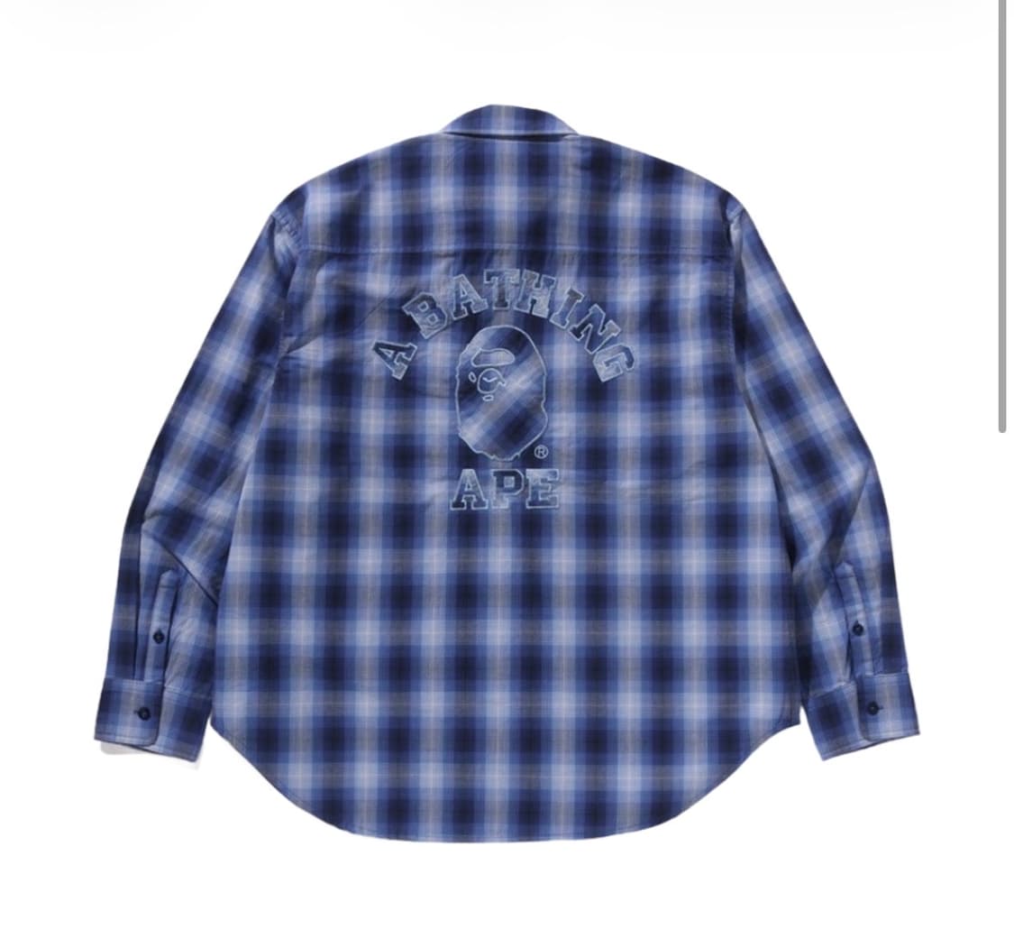 베이프 옴브레 체크 컬리지 릴렉스드 핏 셔츠 네이비 xl 상품이미지1