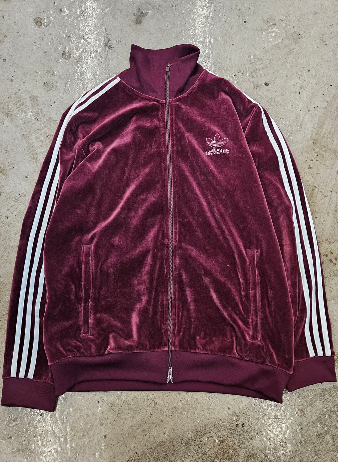 아디다스 벨벳 벨루어 트랙탑 버건디 2XL 상품이미지1