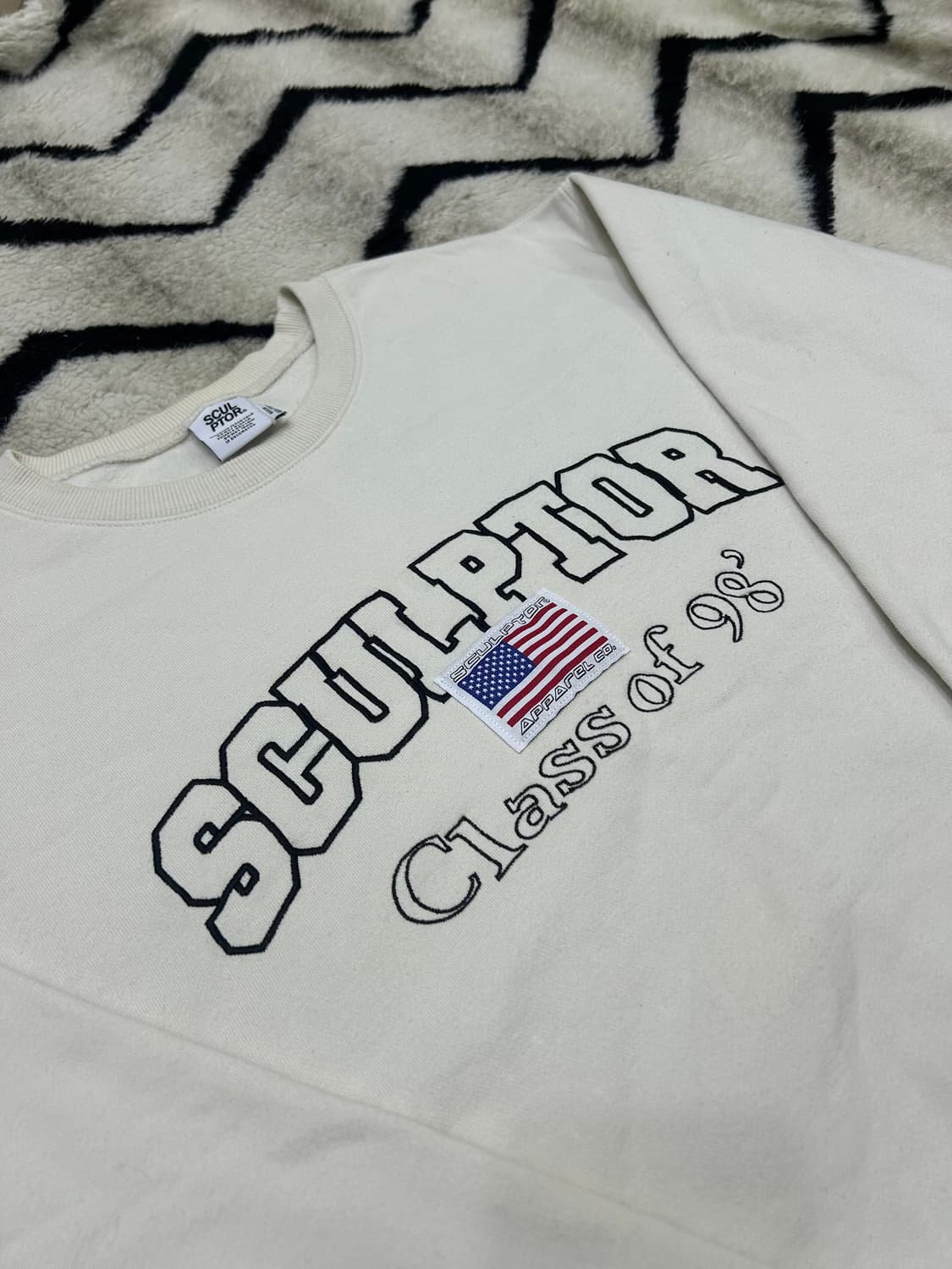 [M]스컬프터 클래스 성조기 오버핏 맨투맨/아이보리/기모 상품이미지1