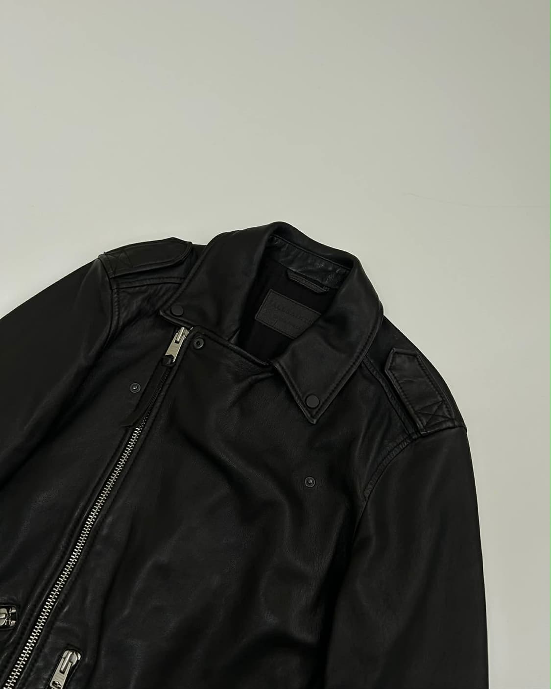 [Xs] 올세인츠 비대칭 투웨이 카하와 양가죽 바이커 자켓 상품이미지3