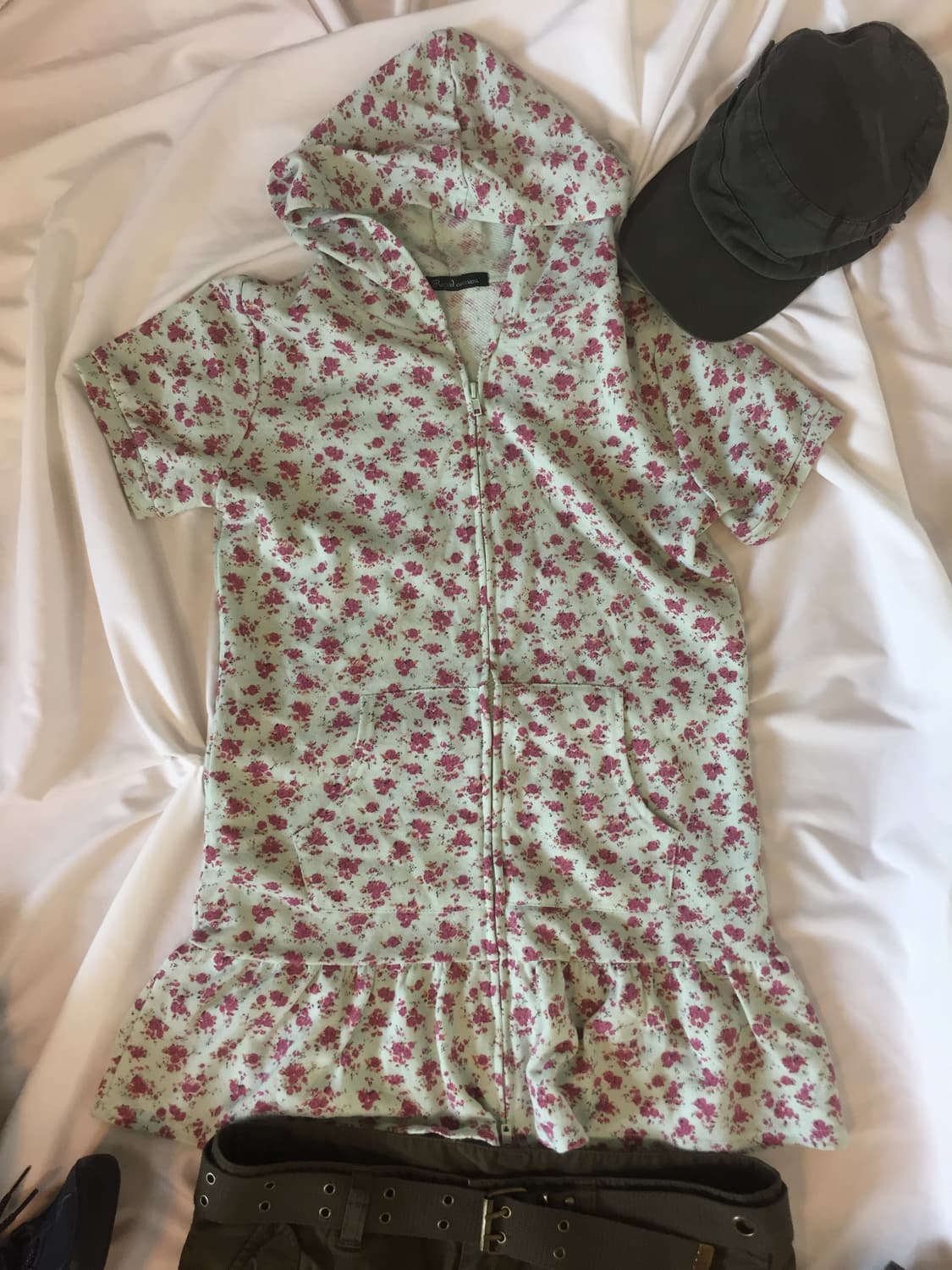 꽃 반팔후드 원피스 상품이미지3