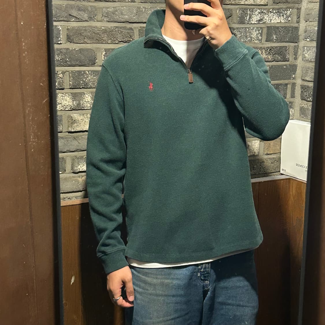 L) 폴로 랄프로렌 딥 그린 반집업 풀오버 코튼 니트 신형 큐알탭 상품이미지10