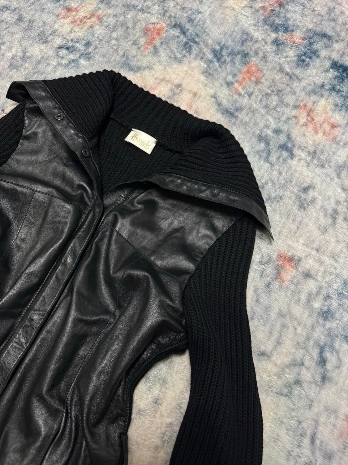 Unknown high neck lamb skin knit jacket 상품이미지4