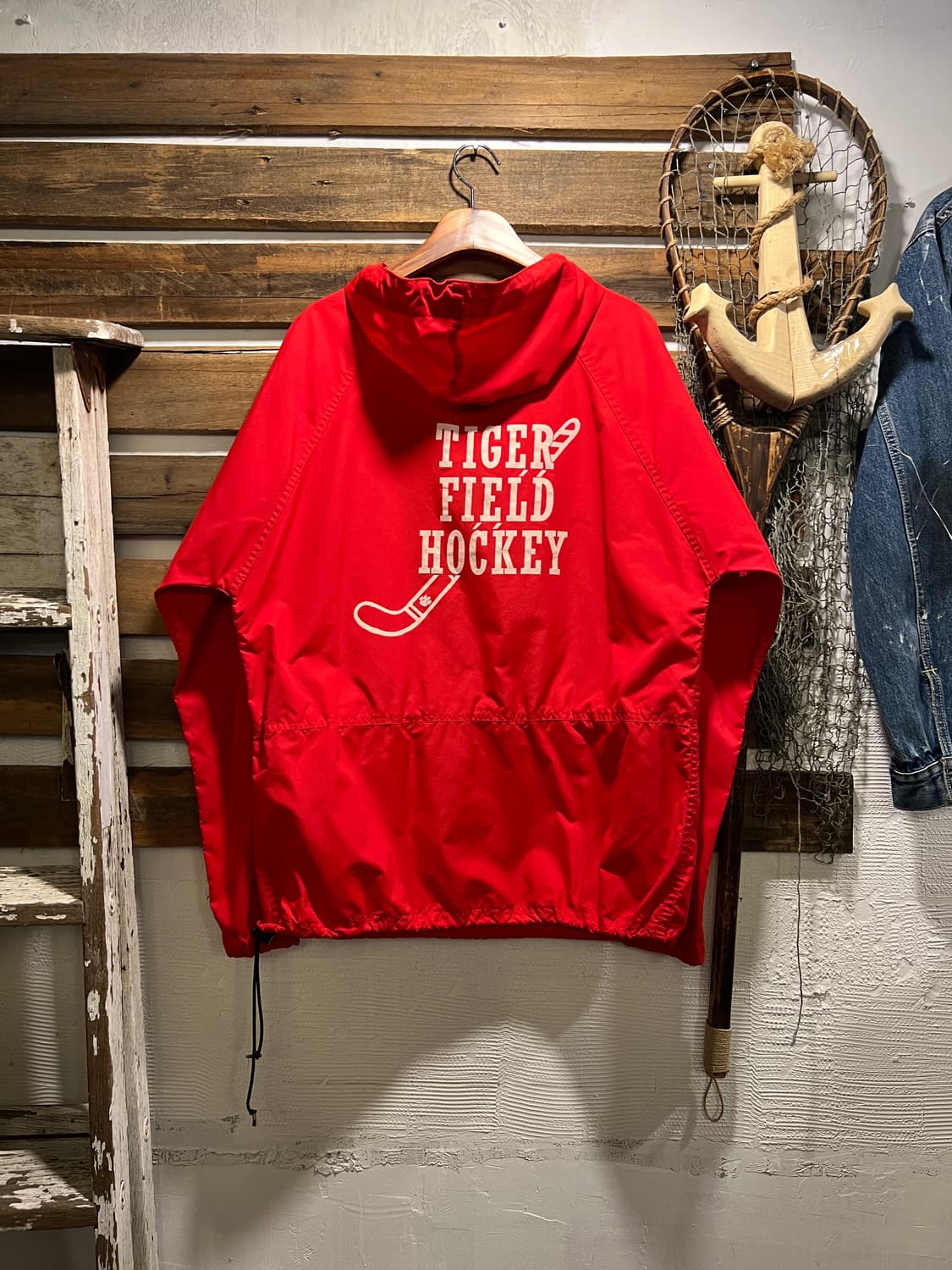 [M]80s 엘엘빈 USA Made 레드 나일론 하키팀 마운틴 아노락자켓 상품이미지8