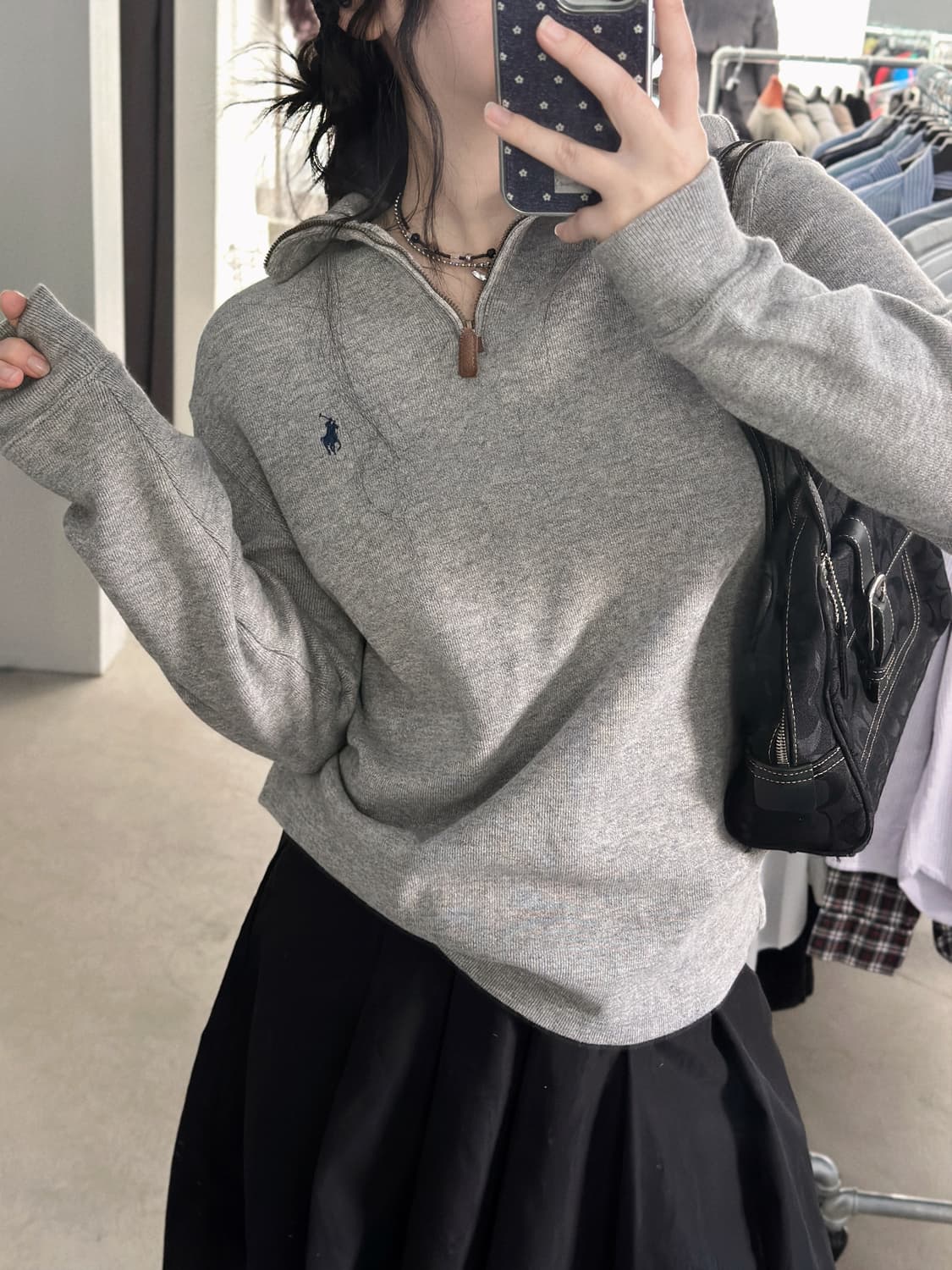 폴로 랄프로렌 멜란지그레이 코튼 하프집업  상품이미지2