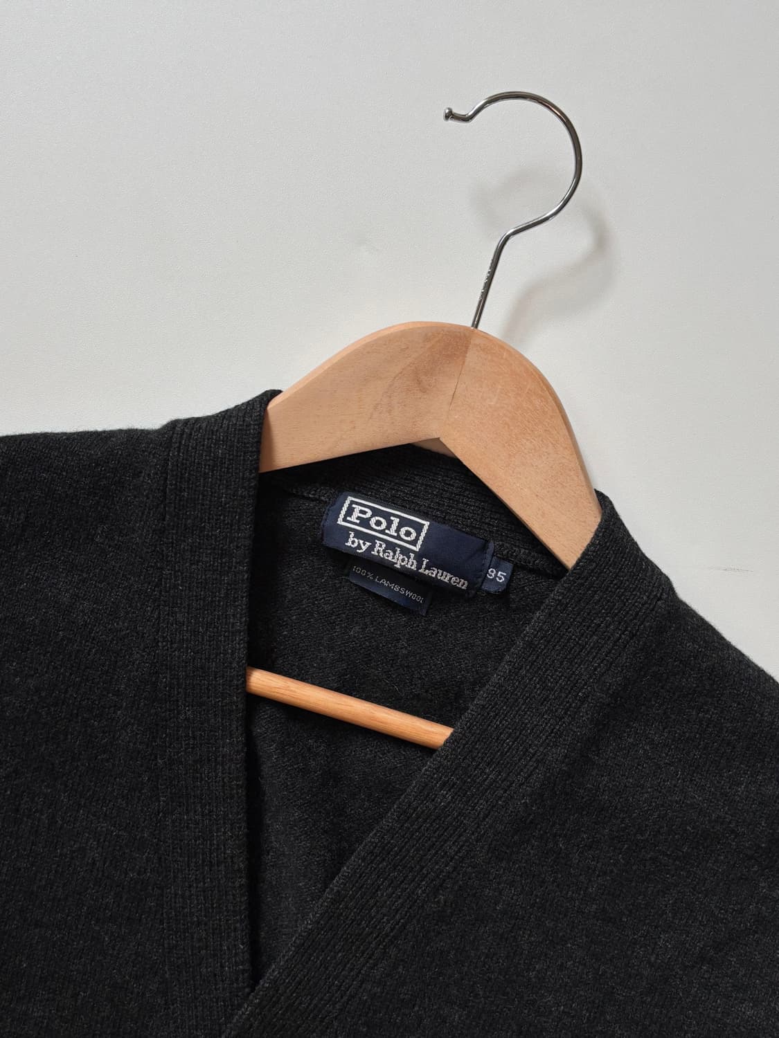 Polo 폴로 랄프로렌 램스울 차콜 컬러 브이넥 가디건 상품이미지4