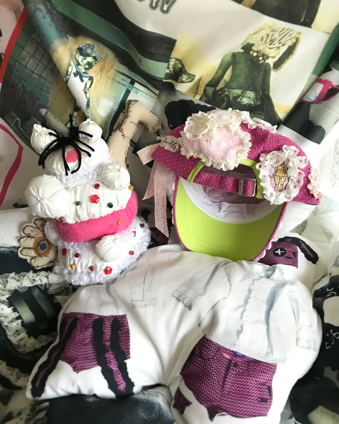 Kitsch drawing button fur Cat-Ear cap 상품이미지3