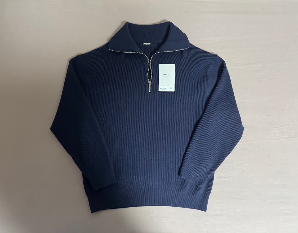 (새상품) 드로우핏 니트 반집업 네이비 상품이미지1