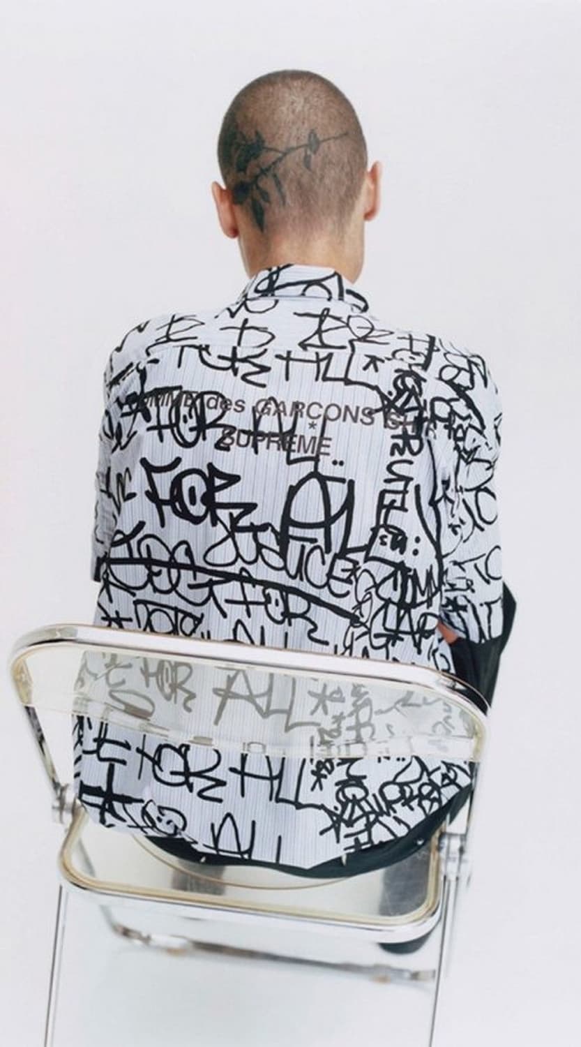 슈프림 x 꼼데가르송 셔츠 반팔 집업 셔츠 18fw 상품이미지5